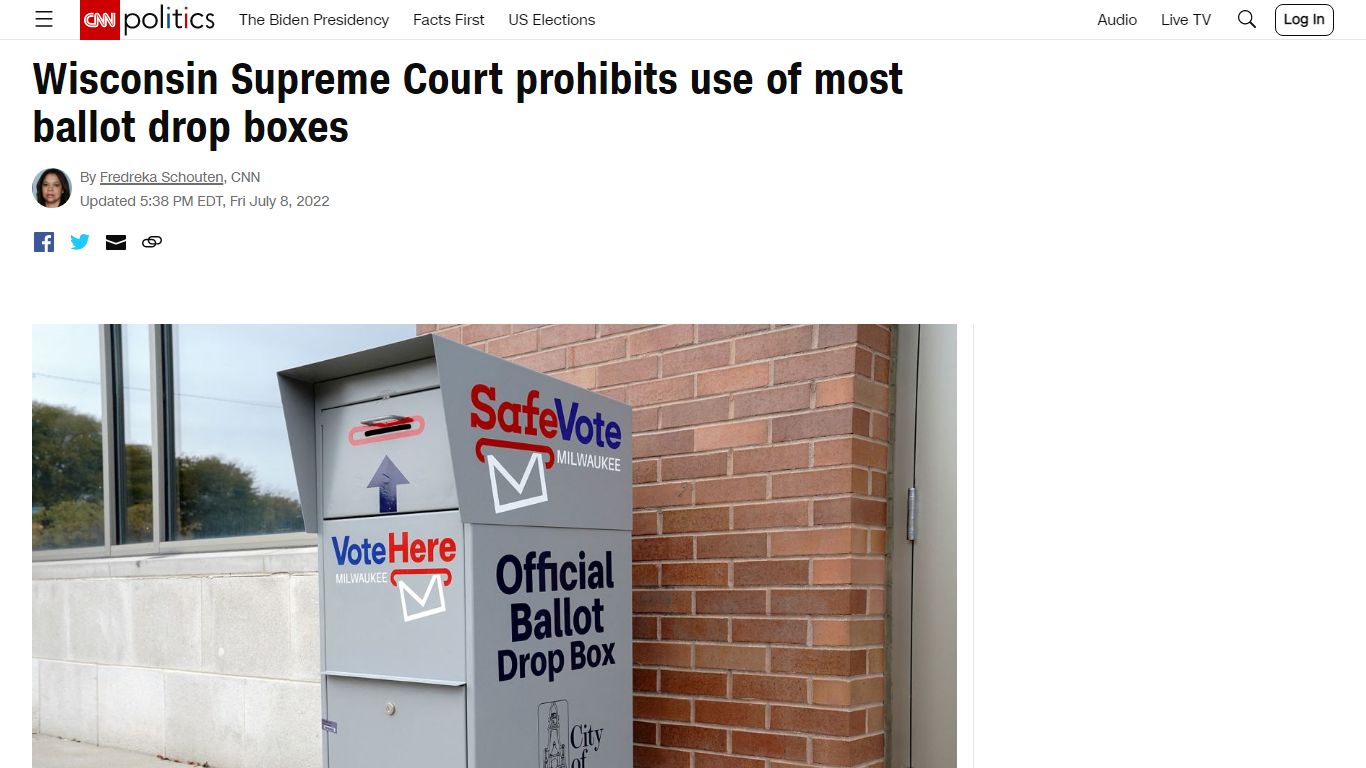 Wisconsin Supreme Court prohibits use of most ballot drop boxes